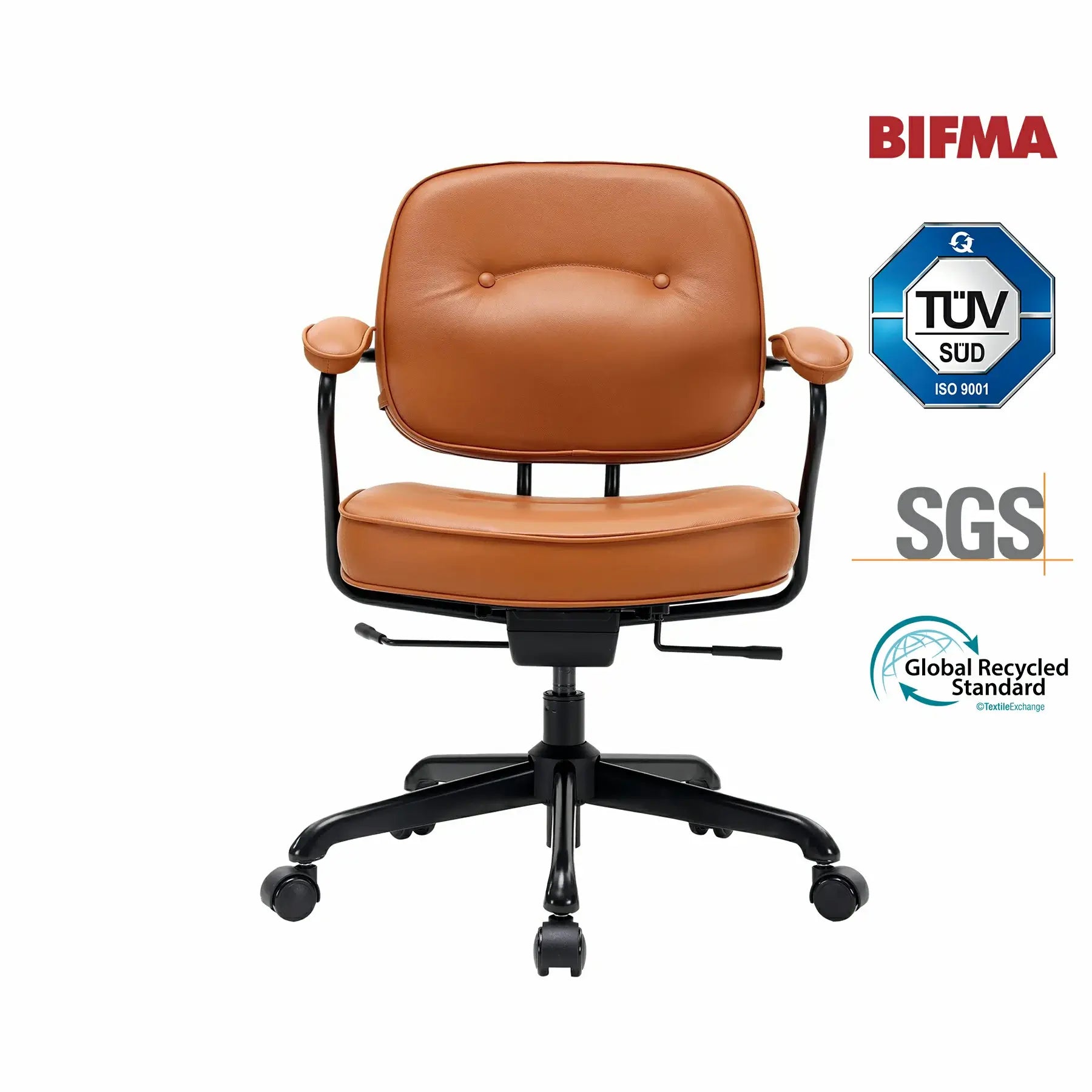 L3 Chaise en cuir de luxe de style mid-century